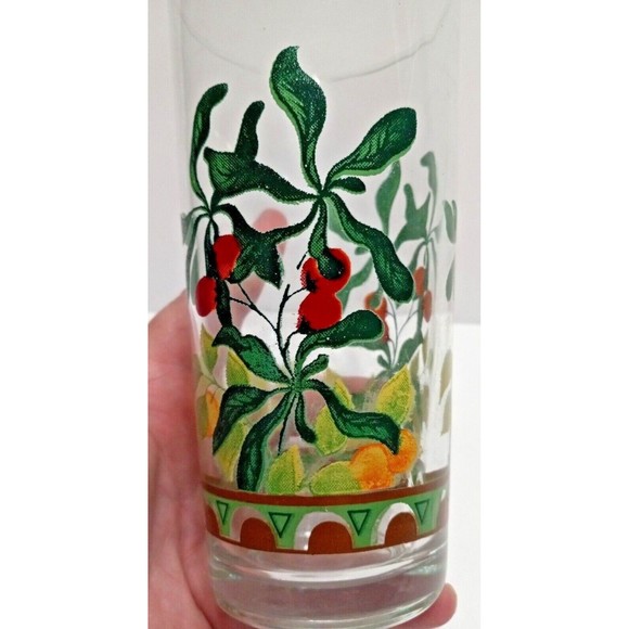 KIG Indonesia Set Of 4 Strawberries & Blooms Drinking Glasses Red Yellow Green - Picture 3 of 9